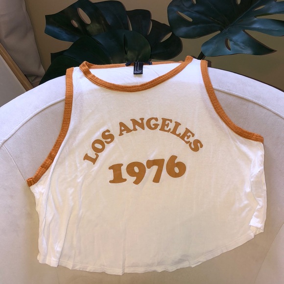 Forever 21 Tops - Los Angeles 1976 crop top cream size Medium